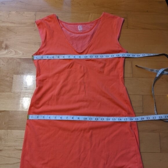 Fig Voyage orange Sleeveless V Neck Cotton Dress Large T6 - Picture 6 of 10